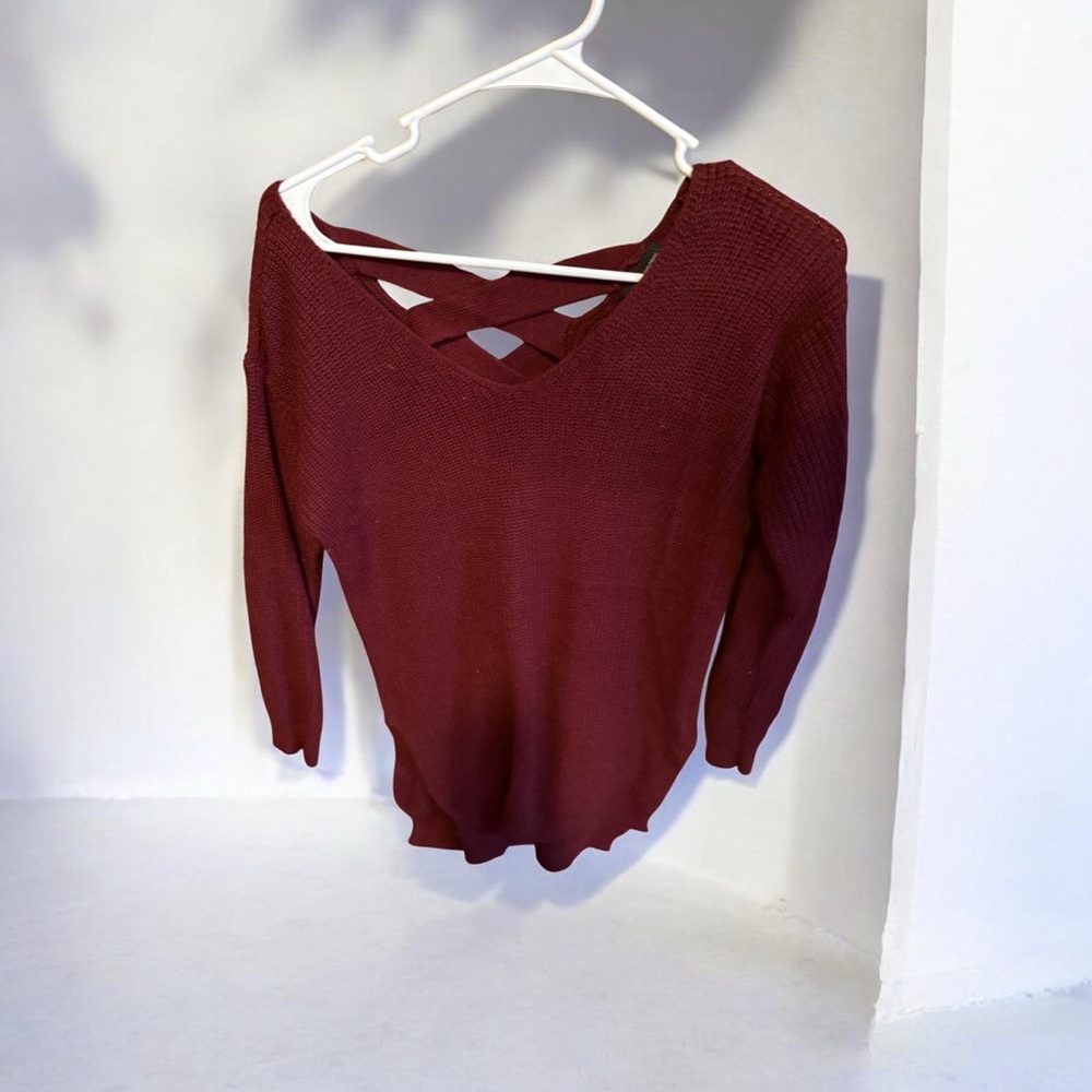 Women's Burgundy Sweater with Crisscross back